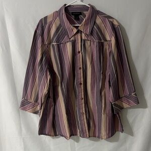 Lane Bryant Purple and Pink Striped Shirt
